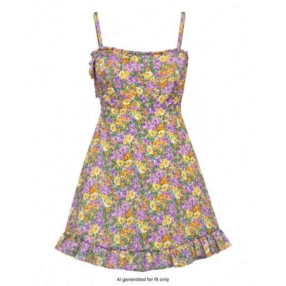 Altar'd State Dresses & Skirts - Altar'd State Floral Square Neck Ruffle‎ Mini Dress Women S Purple